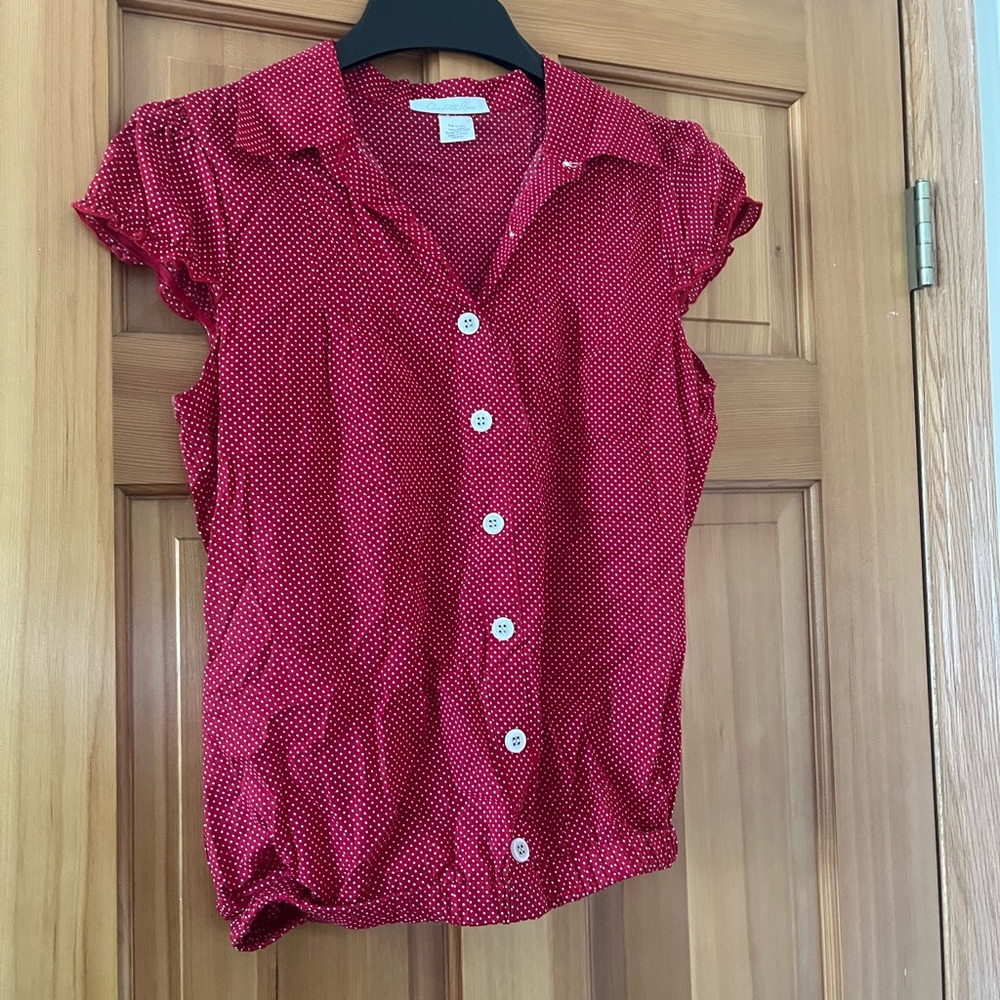 Charlotte Russe Red and White Polka Dot Blouse